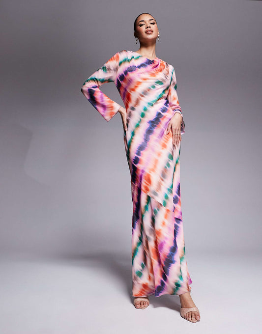 Cowl Neck Chiffon Maxi Dress