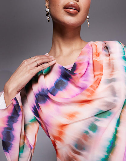 Cowl Neck Chiffon Maxi Dress