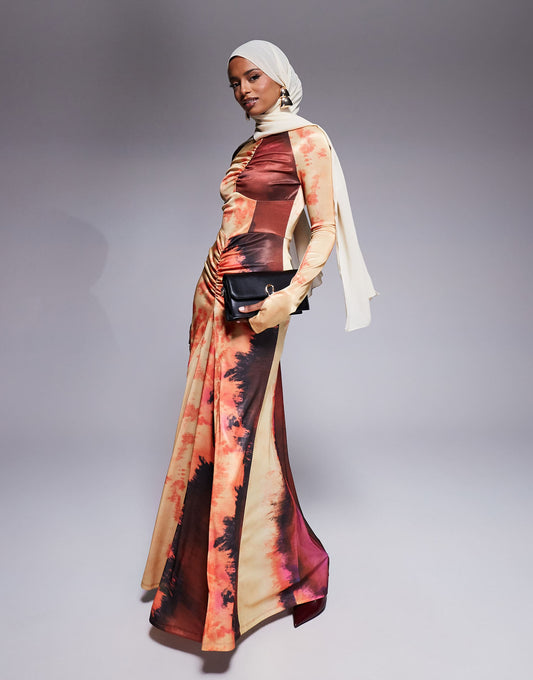 Jersey Maxi Dress With Ruching Detail
