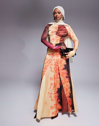 Jersey Maxi Dress With Ruching Detail