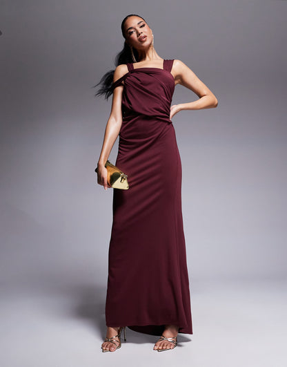 Double Strap Knot Neck Detail Maxi Dress