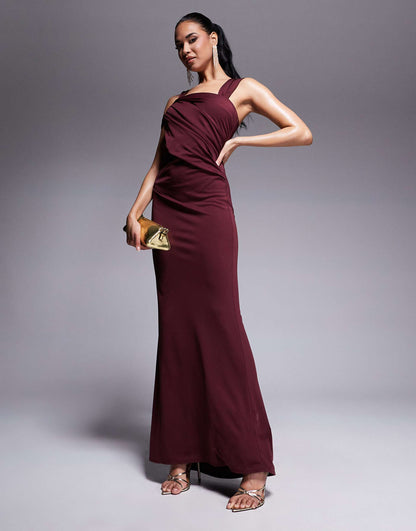 Double Strap Knot Neck Detail Maxi Dress