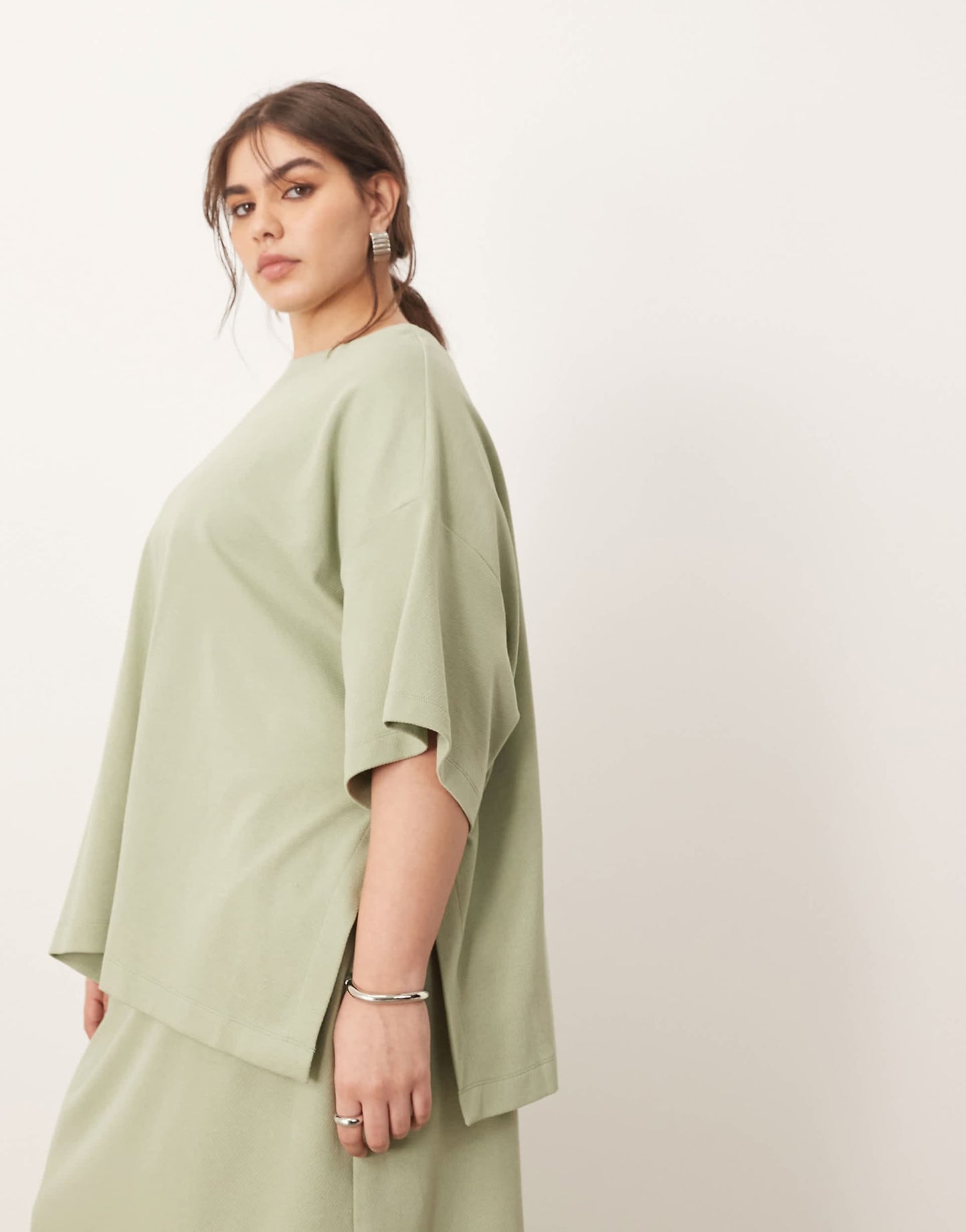 Curve Premium Heavy Weight Textured Jersey Oversized T-Shirt Co-Ord