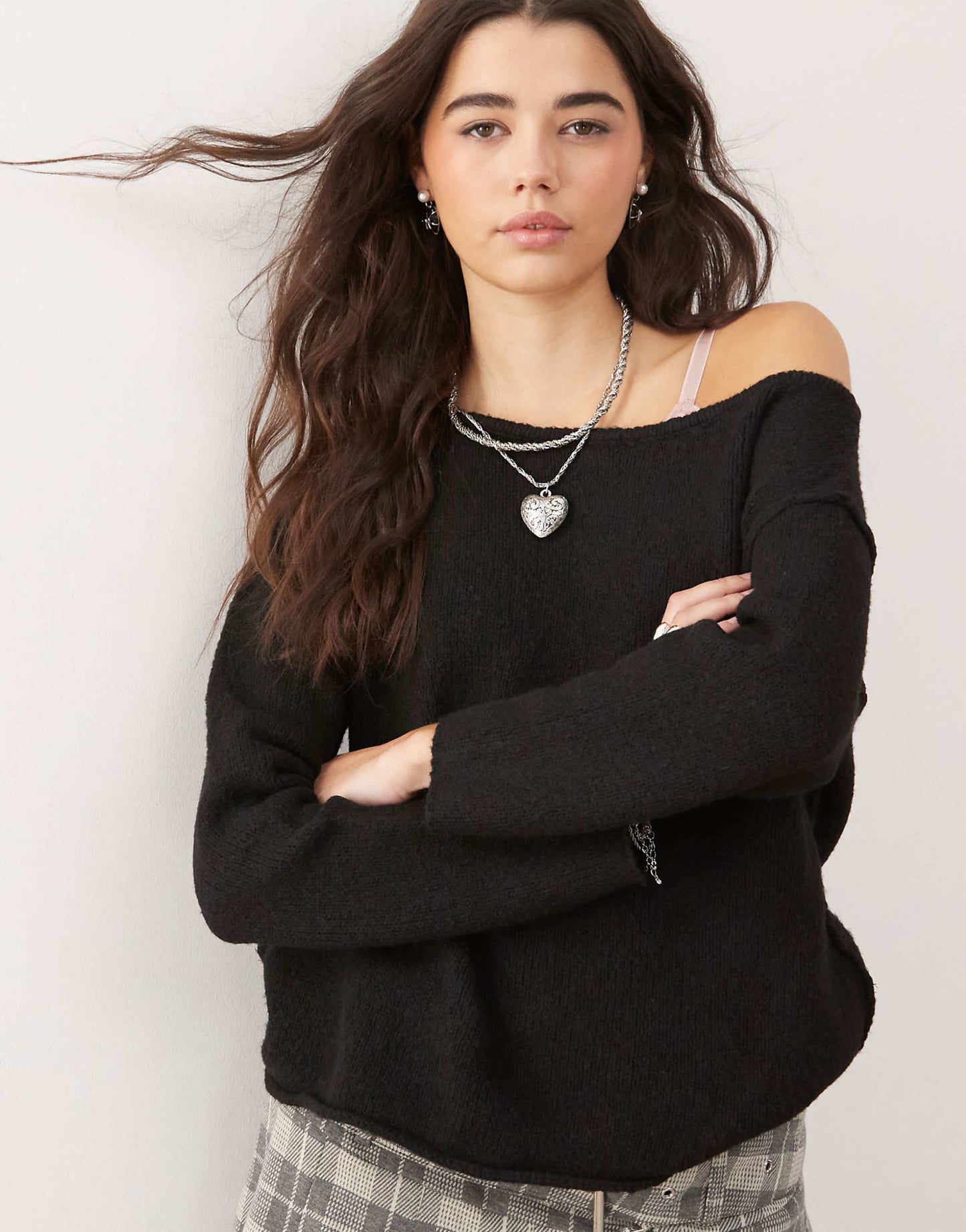 Asym Off The Shoulder Slouchy Cosy Knit Jumper