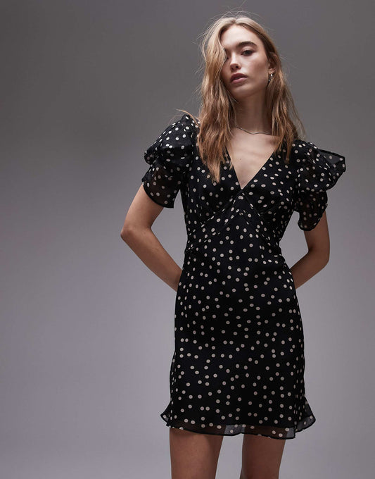 Pinned Sleeve Mini Tea Dress