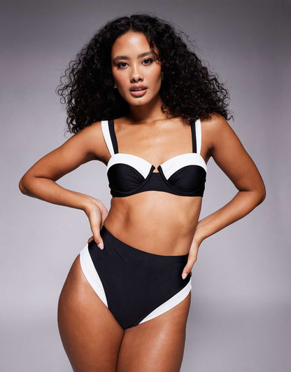 Monochrome High Waisted Bikini Brief