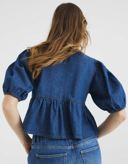 Denim Puff Sleeve Top