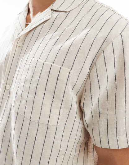 Striped Linen Short Sleeve Shirt