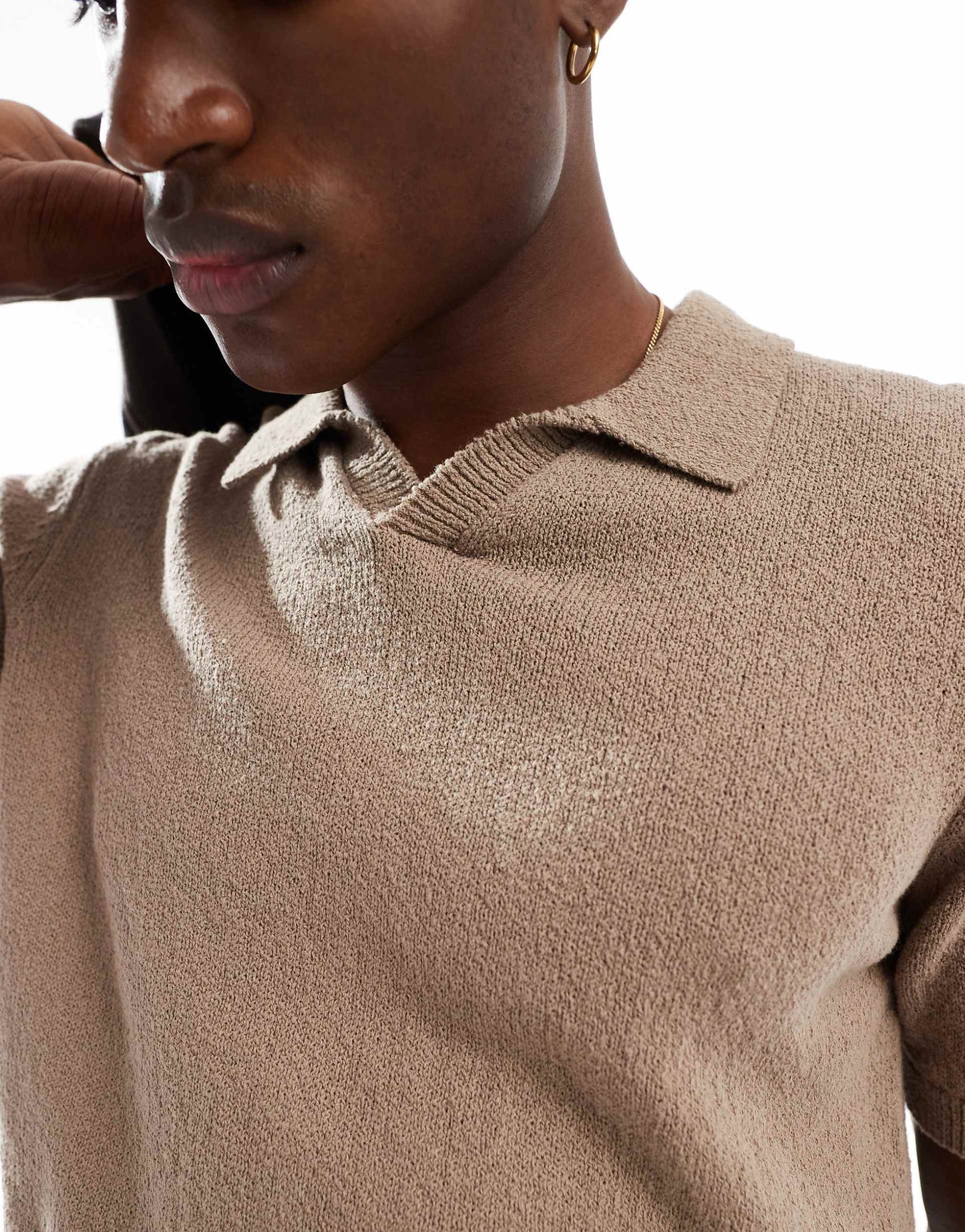 Premium Split Neck Boucle Texture Polo Shirt