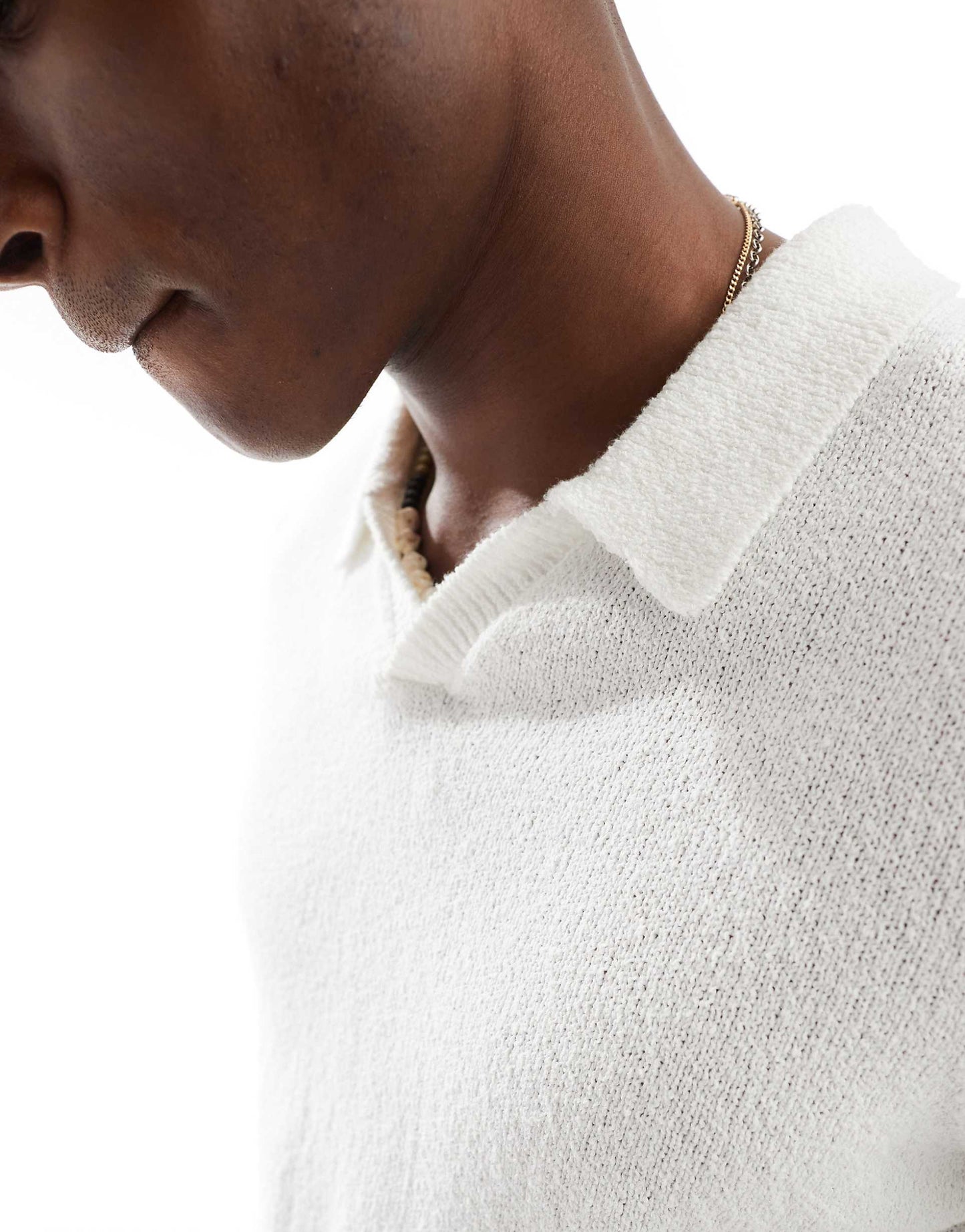 Premium Split Neck Boucle Texture Polo Shirt