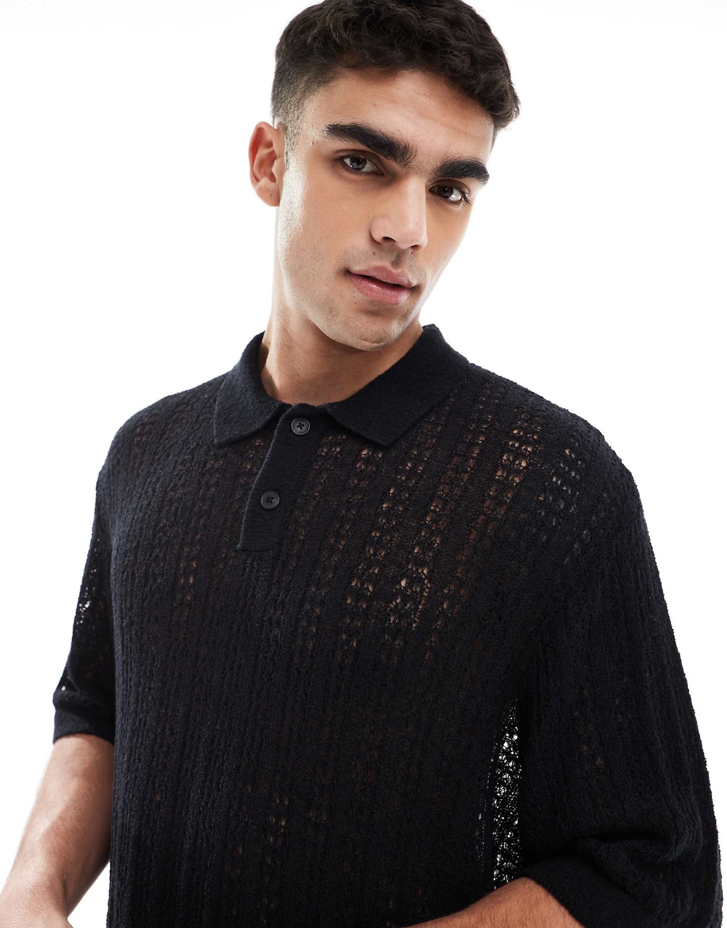 Knitted Crochet Polo Shirt