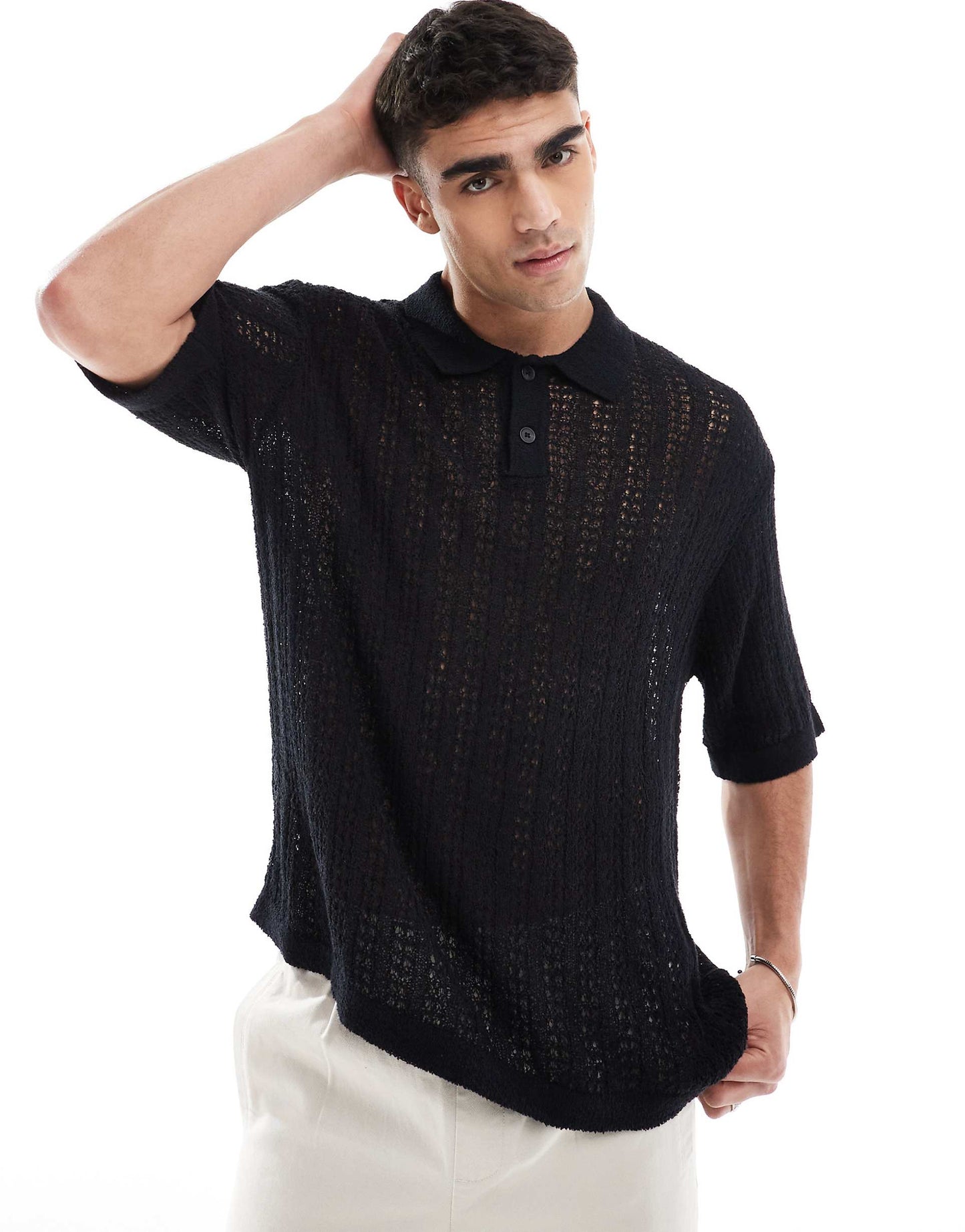 Knitted Crochet Polo Shirt
