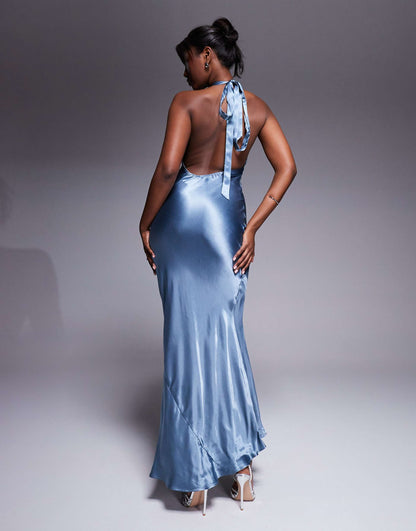 Halterneck Slip Maxi Dress
