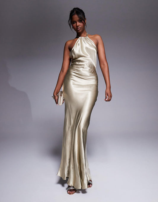 Halterneck Slip Maxi Dress