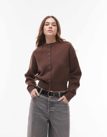 Knitted Compact Fitted Waist Cardi