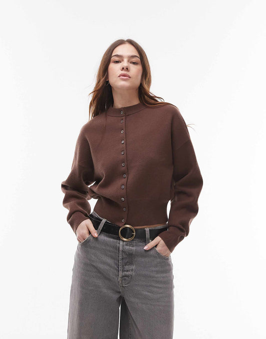 Knitted Compact Fitted Waist Cardi