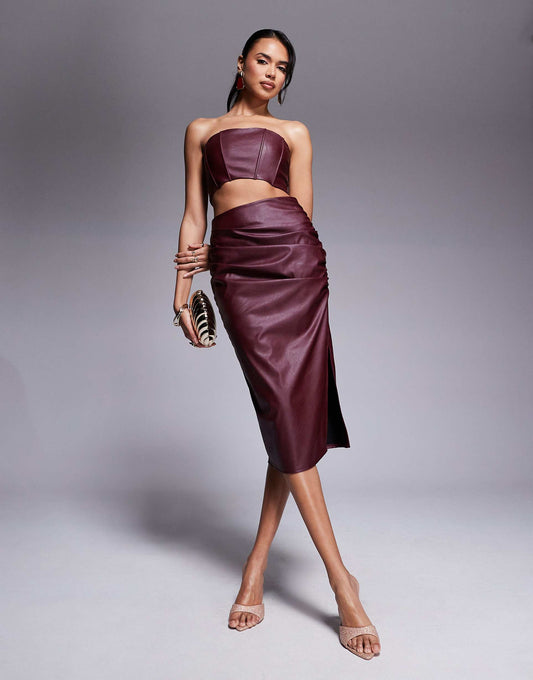 Pu Midaxi Skirt