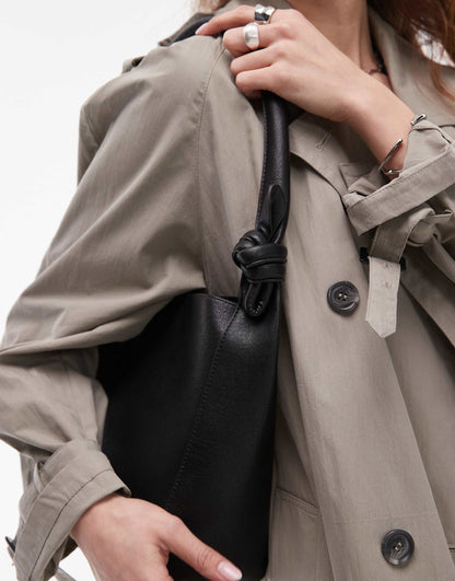 Skye Shoulder Bucket Bag With Knotted Handle