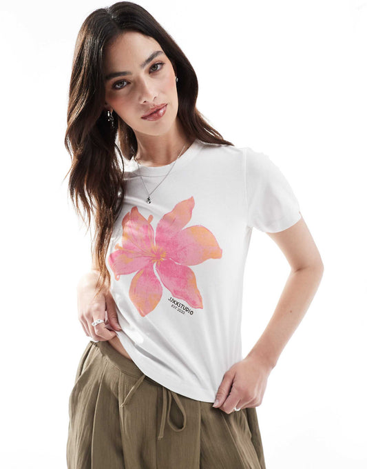 Baby T-Shirt With Pink Orange Flower Print