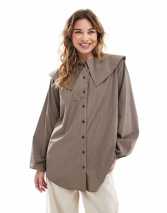 Oversized Collar Longline Shirt