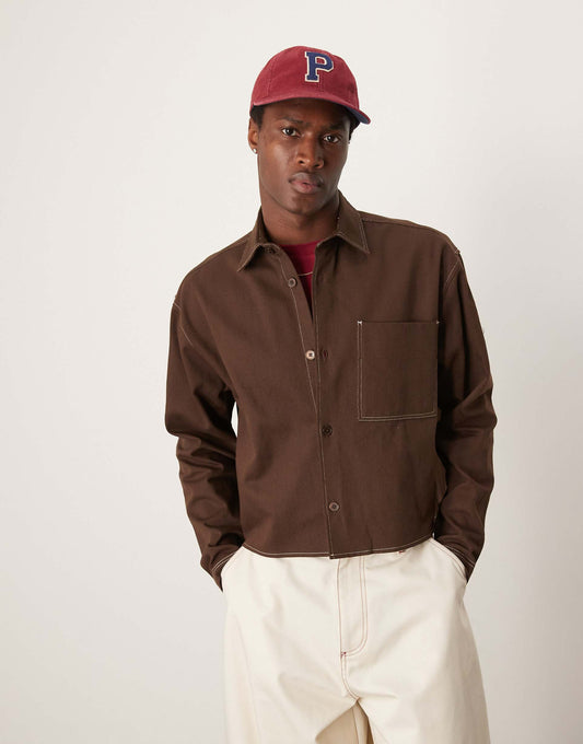 Oversized Cropped Worker Shacket