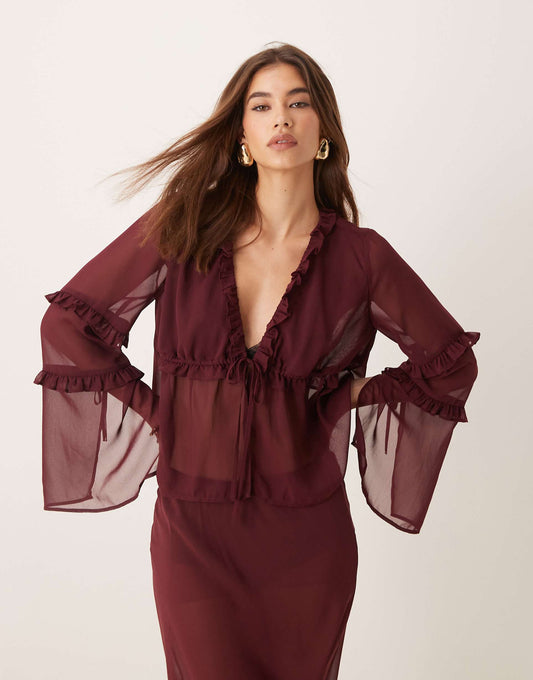 Chiffon Ruffle Detail Blouse