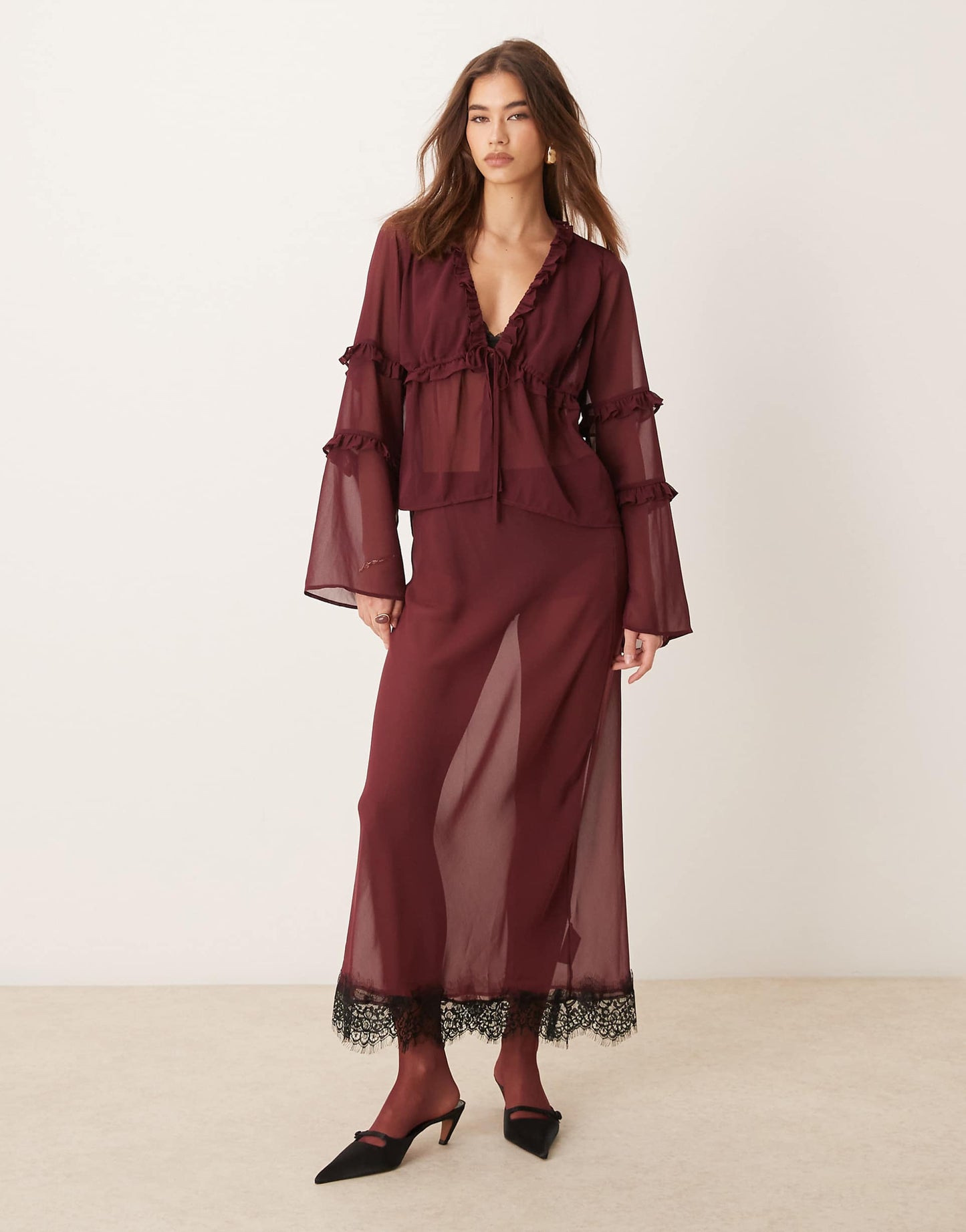 Chiffon Ruffle Detail Blouse