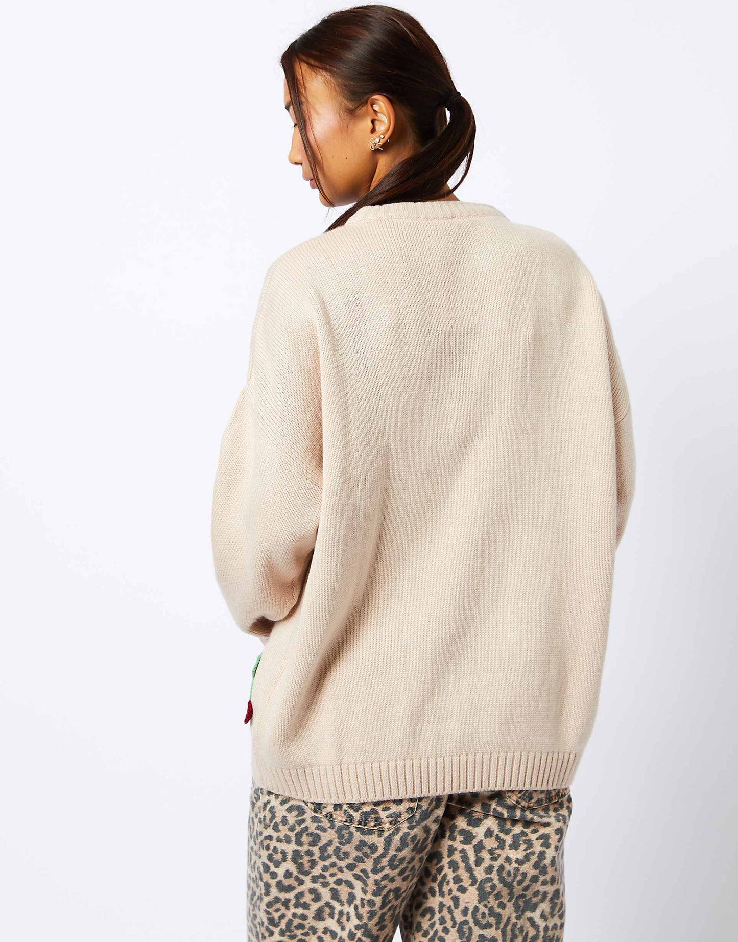 London Applique Crochet Cherry Knitted Jumper
