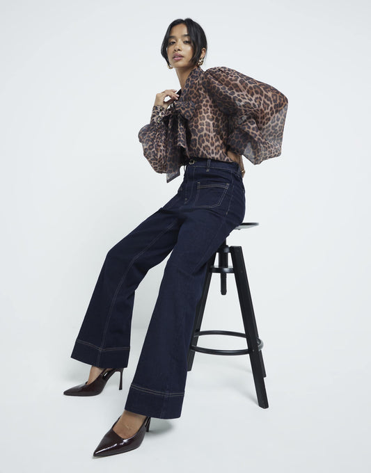 Petite High Waist Wide Leg Pocket Jeans