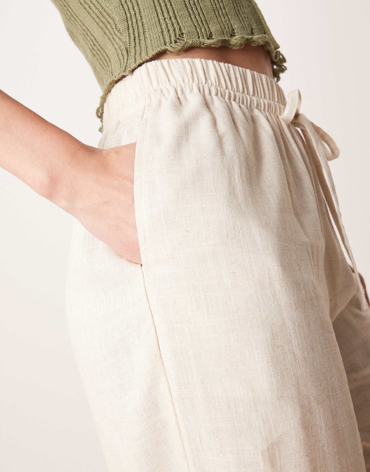 Tall Linen Look Pull On Trousers