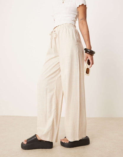 Petite Pull On Trousers With Linen