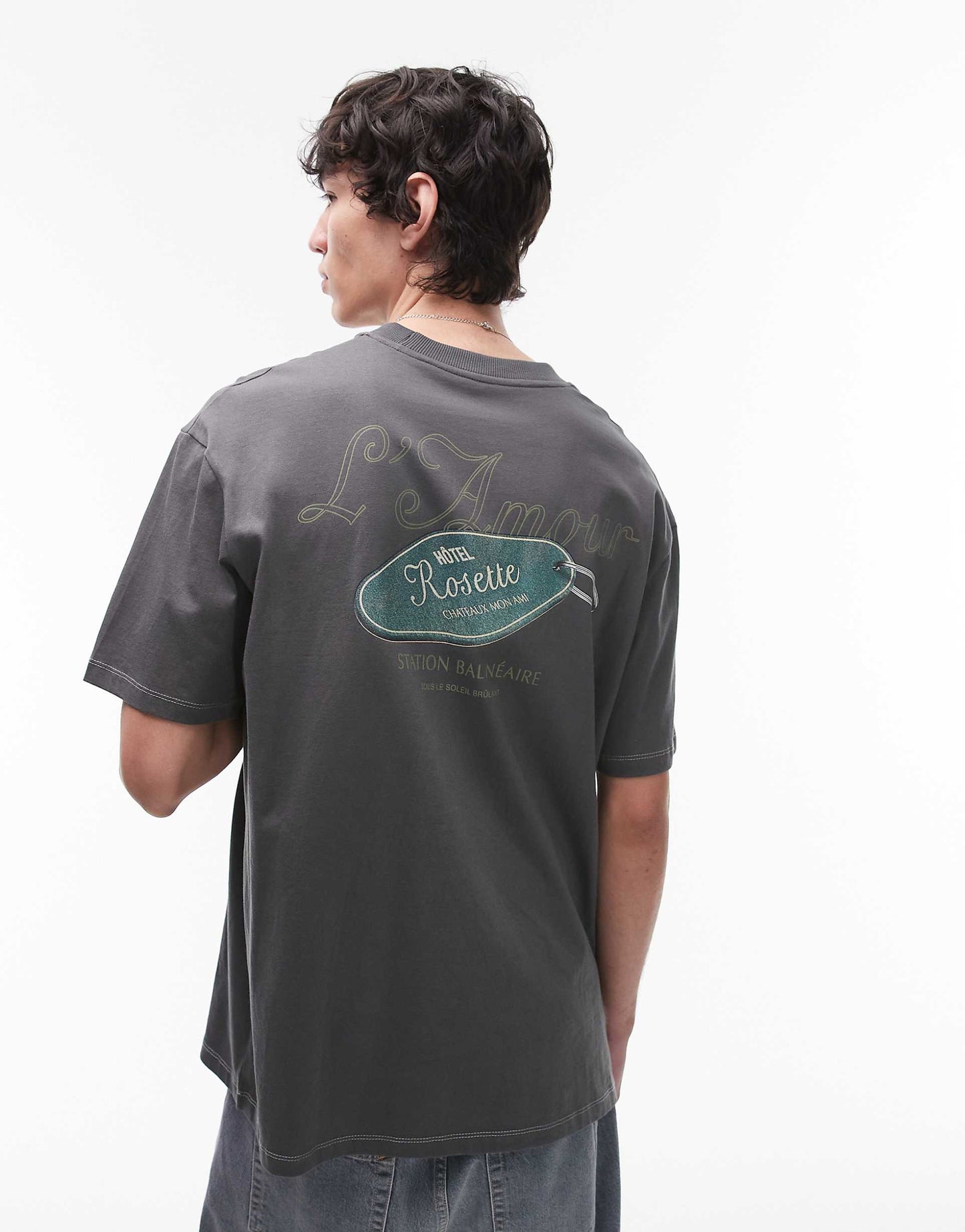 Oversized Fit T-Shirt With Front And Back Swing Tag Print And Embroidery