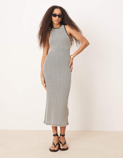 Crochet Sleeveless Elasticated Back Midi Dress