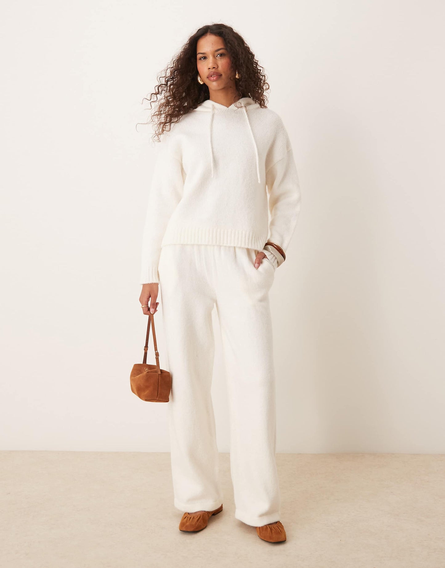 Fluffy Knitted Wide Leg Trouser Co-Ord