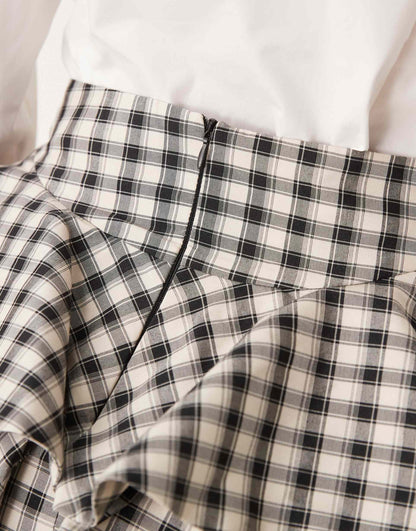 Dream Check Print Ruffle Mini Skirt