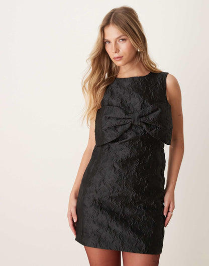 Jacquard Bow Mini Dress
