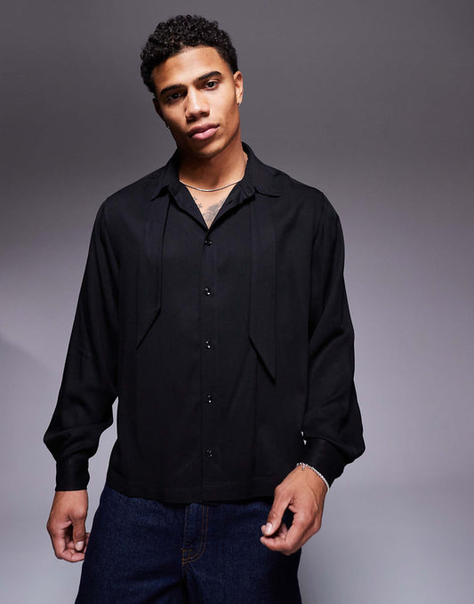 Relaxed Boxy Shirt With Neck Tie
