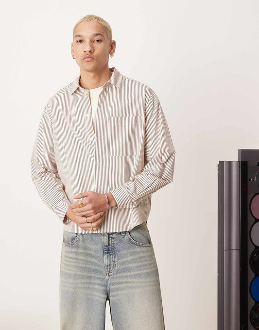 Relaxed Cropped Striped Shirt