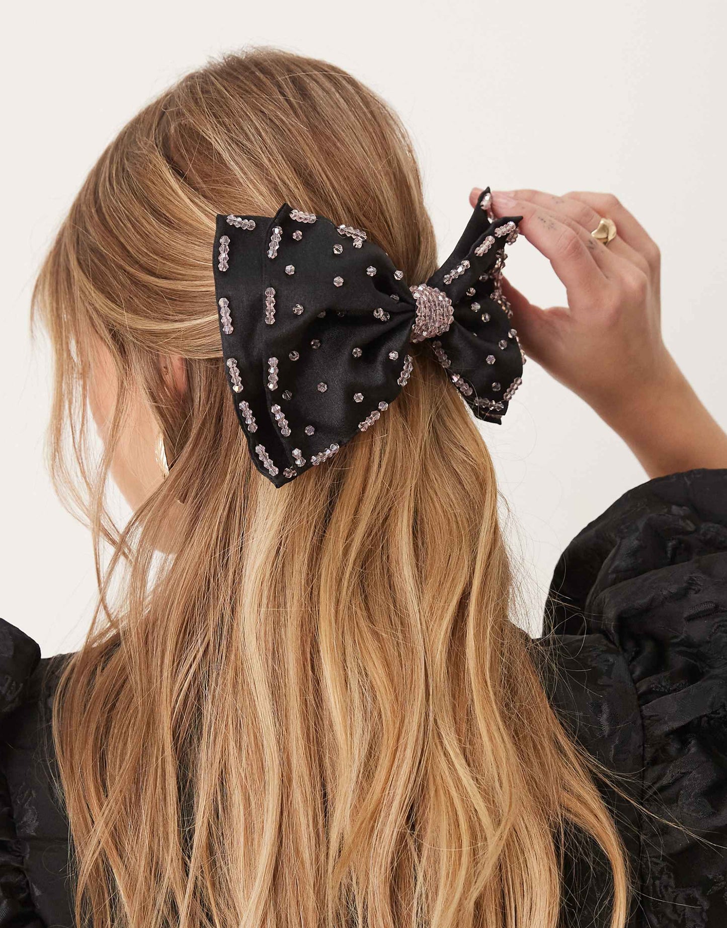 Beaded Hair Bow Clip