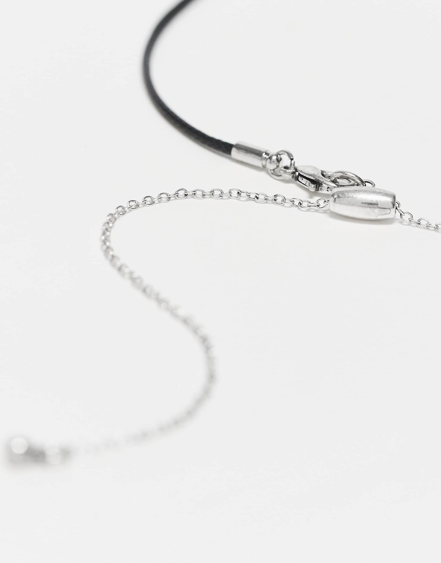 Unisex Pretty Silver Cross On Cord Necklace