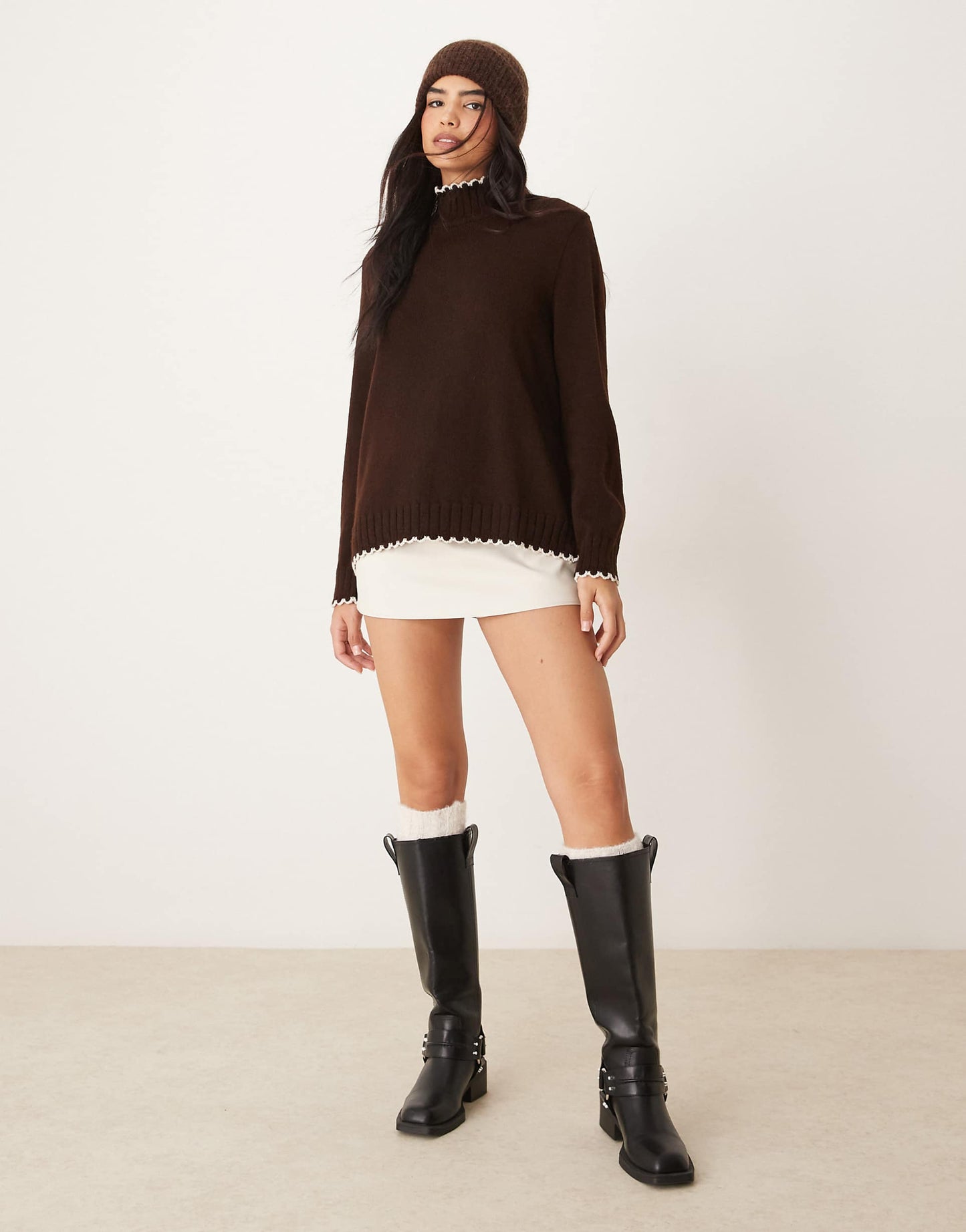 Blanket Stitch High Neck Jumper
