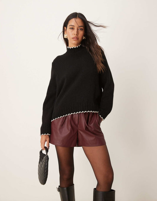 Blanket Stitch High Neck Jumper