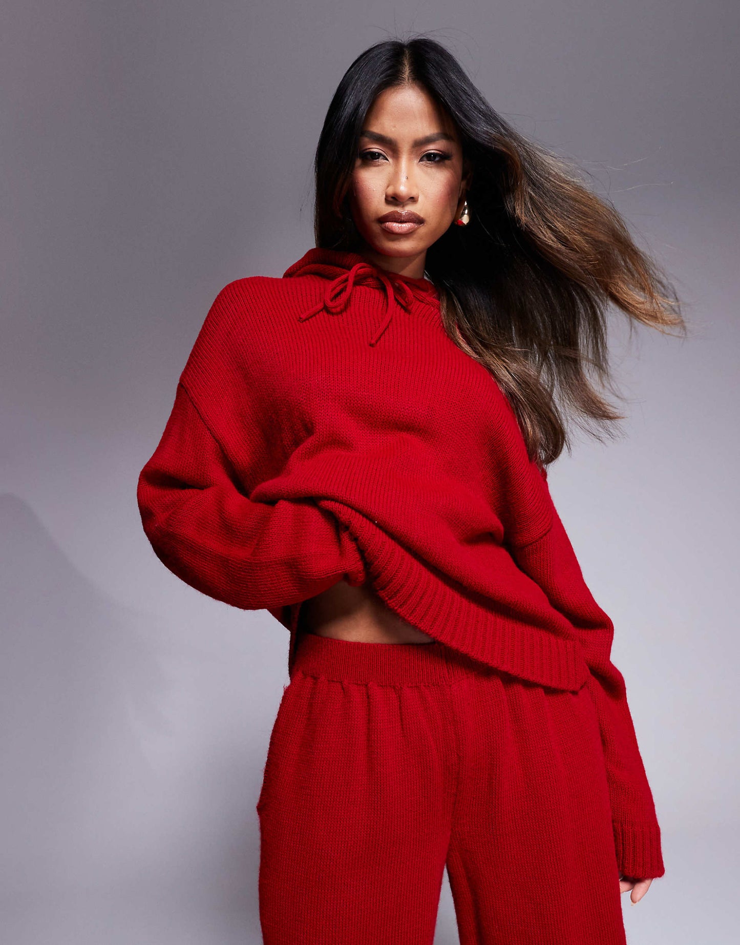 Fluffy Knitted Hoodie Co-Ord