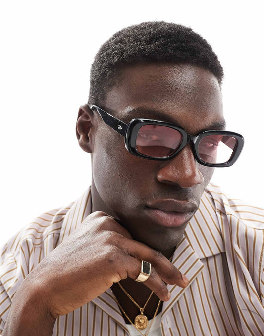 Chunky Round Sunglasses With Pink Lens