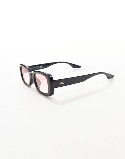 Chunky Round Sunglasses With Pink Lens