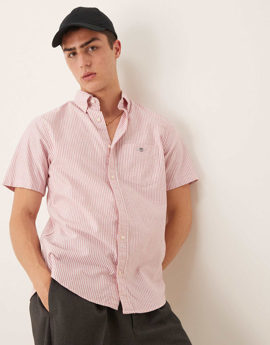 Shield Logo Short Sleeve Stripe Oxford Shirt