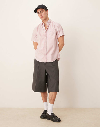 Shield Logo Short Sleeve Stripe Oxford Shirt