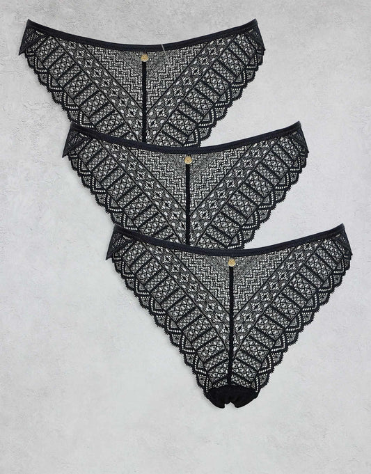 Lace 3 Pack High Leg Brief