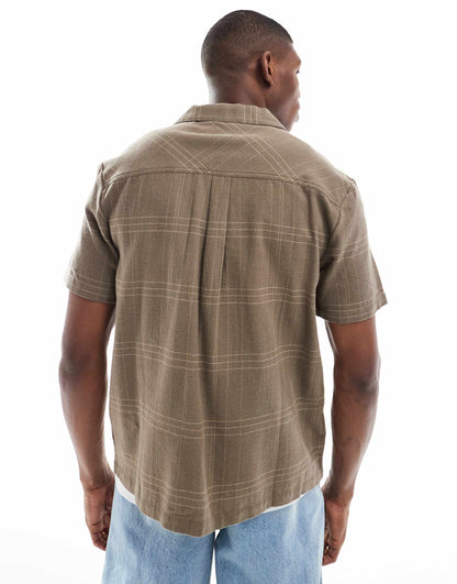 Regular Revere Collar Burshed Check Shirt
