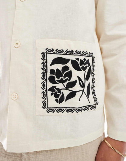 Embroidered Collar Overshirt